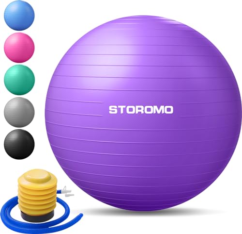 Anti-Burst Pregnancy Exercise Ball – High Weight Capacity Stability Ball for Yoga, Pilates & Labor Support, Eco-Friendly PVC Fitness Ball for Moms, Includes Pump (45cm-95cm) - color: Purple, size: 55 cm