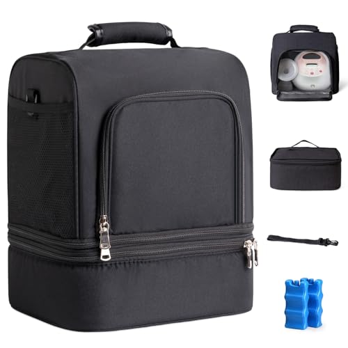 NCVI Breast Pump Backpack, Double Layer Removable, for Spectra/Medela - color: Jet Black