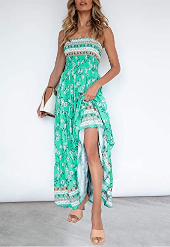 ZESICA Women's 2026 Summer Boho Strapless Maxi Dresses - color: Aqua, size: Medium