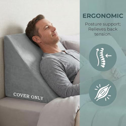 Wedge Pillow Cover,Light Grey, 25"x25"x8" - color: Light Grey, size: 25"x25"x8"