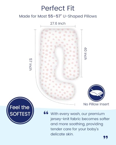 TotAha Soft Pregnancy Pillow Cover Compatible with Momcozy Body Pillow - color: Pink Dots