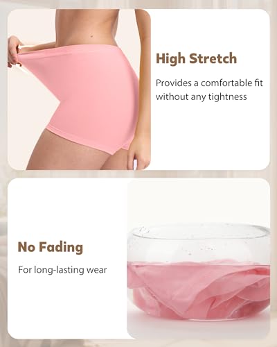 BAMBOO COOL Womens Boyshorts Underwear Mid Rise Boxer Briefs Panties - color: Multicoloured D (5-pack), size: Large