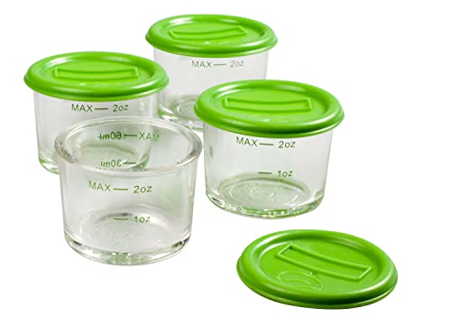 Glass Baby Food Storage Containers 4 Pk, 2oz Jars in Stackable Storage Tray