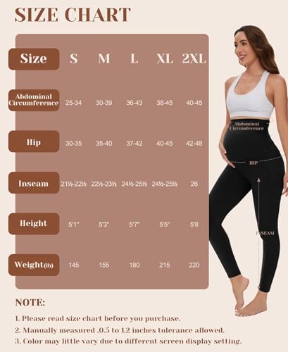 UBCUTE Women’s Maternity Fleece Lined Leggings with Pockets Warm Winter - color: Grey, size: Small