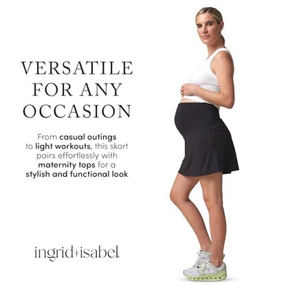 Ingrid & Isabel Basics Active Maternity Skort - color: Black, size: Large