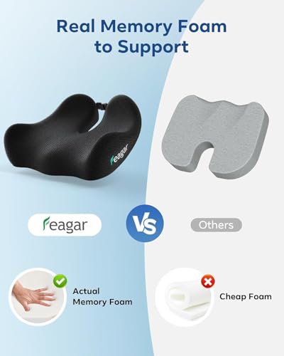 Feagar Seat Cushion for Office Chair - Memory Foam Tailbone Cushion - color: Gift Black