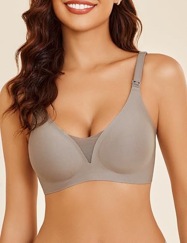 Avidlove Nursing Bras for Breastfeeding Wireless Seamless Maternity Bra - color: Grayish Brown, size: Small