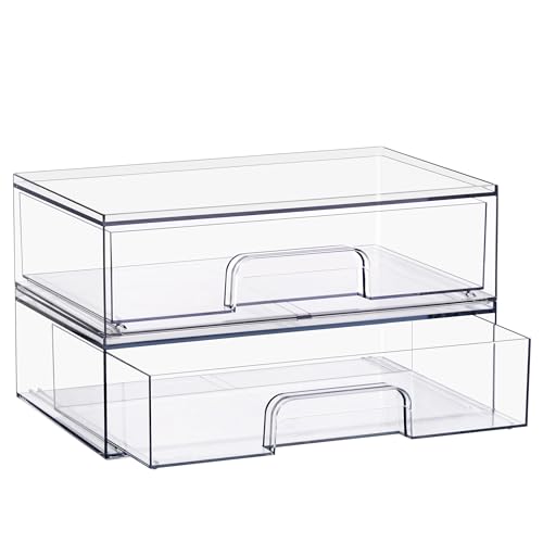 Sorbus Stackable Storage Drawers, Clear Acrylic Pull-Out Organizer (2 Pack) - size: 2 Pack