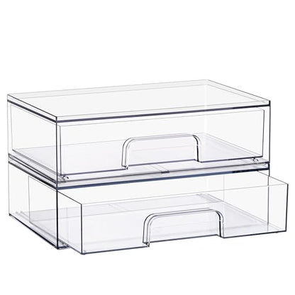 Sorbus Stackable Storage Drawers, Clear Acrylic Pull-Out Organizer (2 Pack) - size: 2 Pack