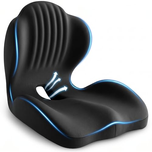 Ergonomic Seat Cushion with Lumbar Support（Black） - color: Black
