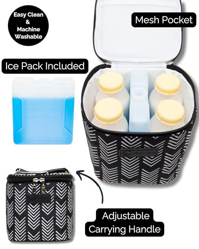 Sarah Wells Cold Gold Breastmilk Cooler with Ice Pack (Black & White) - color: Black & white