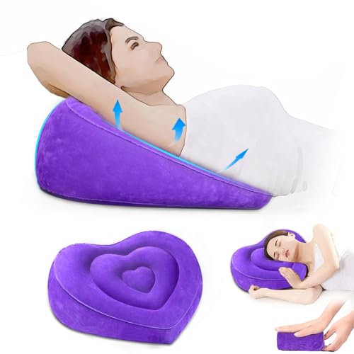 Inflatable Pillow for Camping Head Raised, Inflatable Wedge Pillow for Traveling Acid Reflux Sleeping, Blow Up Travel Pillow for Back Lumbar Support, Portable Backpacking Pillow for Hiking