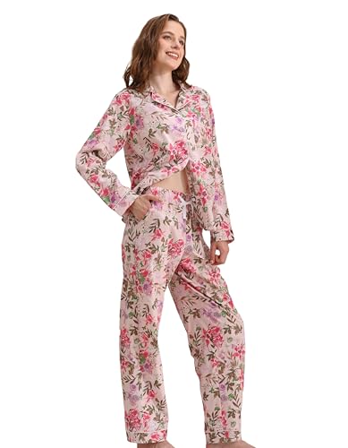 NAP BOUND 100% Cotton Pajamas Set for Women 2 Piece PJs Set - color: Iris Dream, size: Small