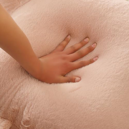 Large Plush Backrest Pillow for Sitting in Bed,Faux Fur,Pink - color: Dark Pink, size: Large(19")
