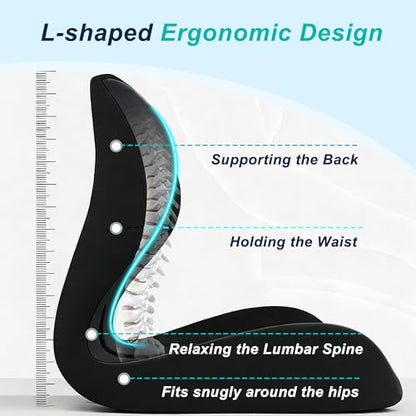 Seat Cushion for Office Chair, Ergonomic Cushion with Lumbar Support Pillow - color: Black