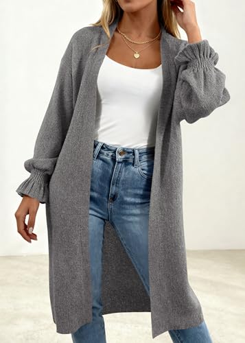 KIRUNDO Long Cardigans for Women Oversized Open Front Coats - color: Dark Grey, size: Medium