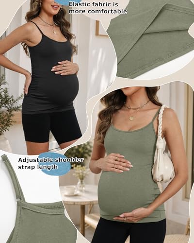 Ficerd 4 Pack Womens Maternity Nursing Tank Tops - color: Gray Green, Coffee, White, Black, size: X-Large