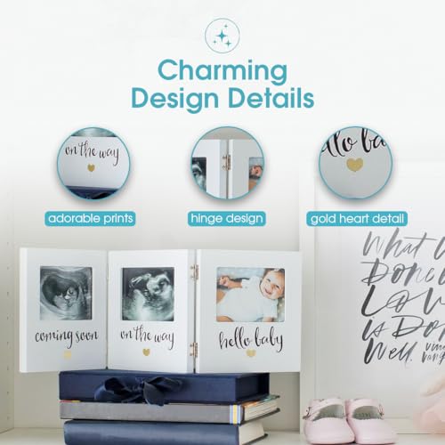 Pearhead Triple Sonogram Keepsake Picture Frame, White - color: Hello Baby Triple Sonogram Frame