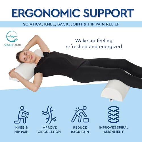 2 Pack Half Moon Bolster Pillow for Legs - Knee Pillow for Back Sleeping - style: Knee Half Moon White (2 Pack)