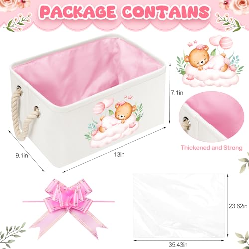 Pickmesh Baby Shower Storage Basket with Gift Bags, Pink Bear - style: Pink Bear