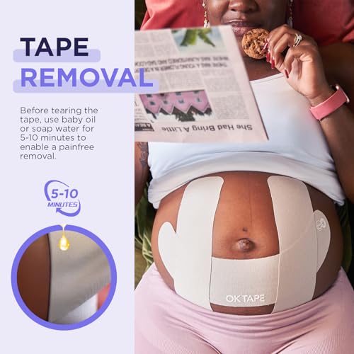 OK TAPE Pregnancy Belly Tape, Hypoallergenic Precut Belly Band Support - size: L