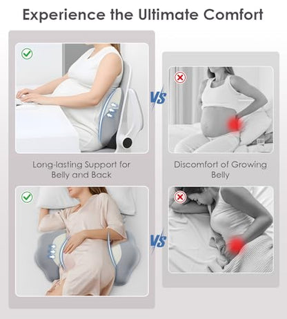 DONAMA Memory Foam Pregnancy Pillow for Sleeping, Cooling Maternity Pillow - color: Grey
