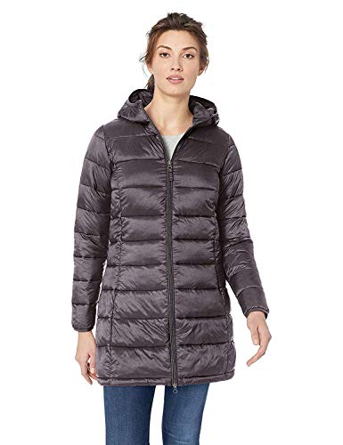 Amazon Essentials womens Lightweight Water-Resistant Packable Hooded Puffer Coat (Available in Plus Size) - color: Charcoal Heather, size: Large