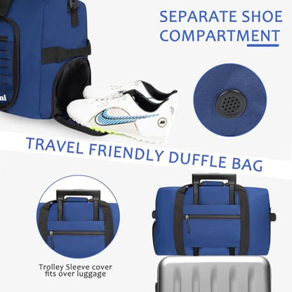 65L Foldable Duffle Bag for Travel, Large Durable Travel Duffel Bag - color: Blue