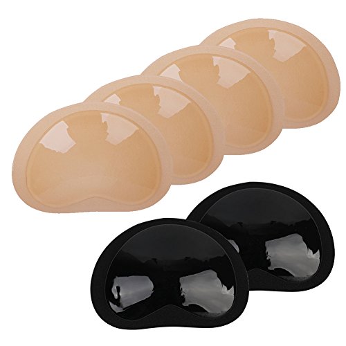 Silicone Bra Pads Inserts, Push up Sticky Chicken Cutlets for Small Chest - color: 2 Beige +1 Black