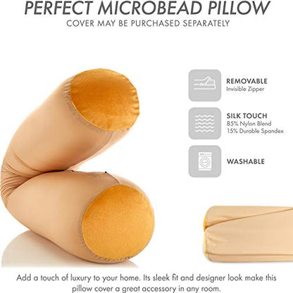 Microbead Body Pillow, Side Sleeping & Pregnancy, 48x8 in, Barely Beige - color: Barely Beige, size: Pillow & Cover