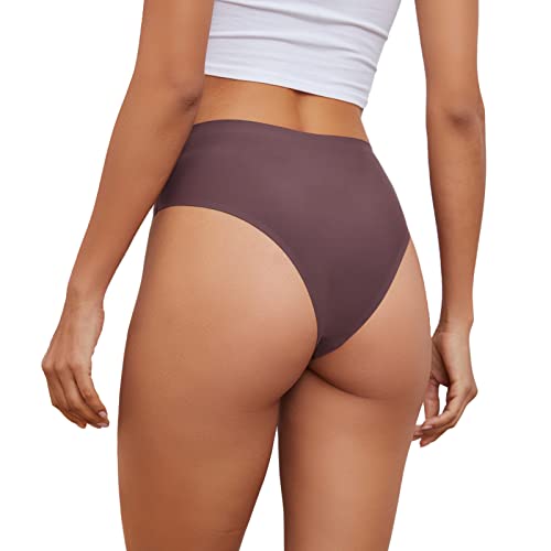 No Show High Rise Bikini Panties Women's Seamless Underwear Pack - color: Mix-5pack, size: Large