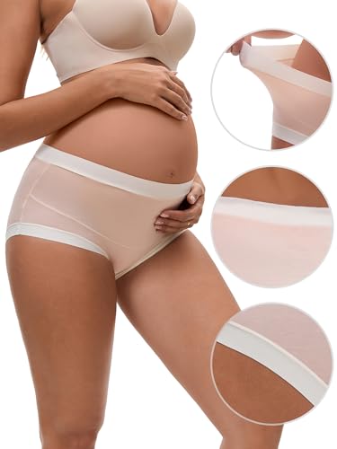 Allegra K Women's Maternity Full Coverage Briefs Plus Size High Waisted Elasticity Invisible Panties - color: Light Pink, size: 3X-Large