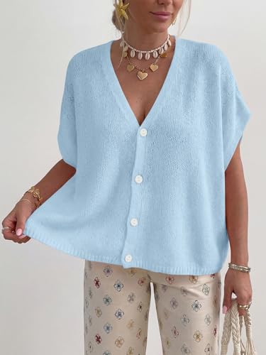 PRETTYGARDEN Womens 2026 Summer Oversized Cardigans Sweaters - color: Light Blue, size: X-Large