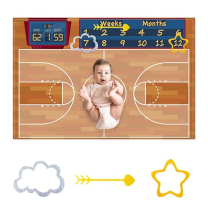 Vintage Brown Basketball Court Baby Monthly Milestone Blanket