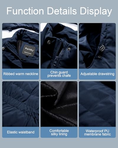 Pursky Women's Warm Winter Thicken Coat Waterproof Cropped Jackets Parka With Removable Hood - color: Navy, size: Medium