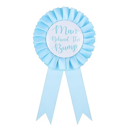 Man Behind The Bump Funny Baby Shower Button for Daddy to Be | Party Decorations Gifts Supplies Fun Dad to Be Badge Baby Gender Reveal Ideas New Father Favors Pin Boy Girl Pins Gift - color: Blue
