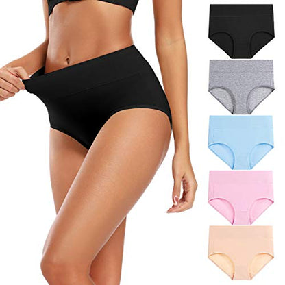 Molasus Women's Cotton Underwear High Waisted Full Coverage Ladies Panties (Regular & Plus Size) - color: Multicolor-5pack-a2, size: 4X-Large