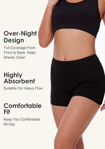 YESWEL Overnight Period Shorts for Women Leak-proof Heavy Flow Postpartum - size: Large