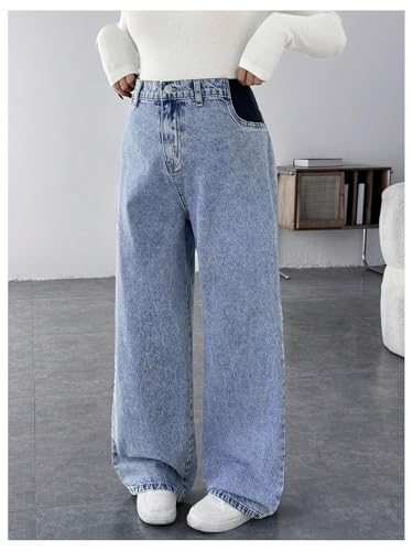 MakeMeChic Women's Maternity Jeans Loose Fit Over The Belly Pants - color: Light Blue, size: Medium