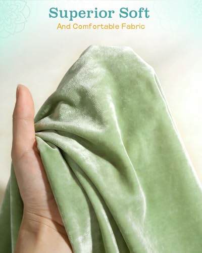 3 in 1 Yoga Bolster Pillow Set, Premium Rectangular Velvet Cushion - color: Sage Green