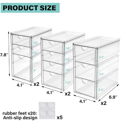 Prsildan Stackable Desk Organizers with 20 Drawers, Craft Storage Drawer - size: Stackable-20 Drawers