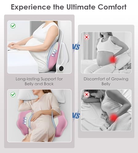 Memory Foam Pregnancy Pillow Cooling Maternity Pillow for Belly Support - color: Pink