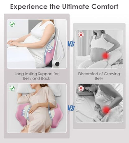Memory Foam Pregnancy Pillow Cooling Maternity Pillow for Belly Support - color: Pink