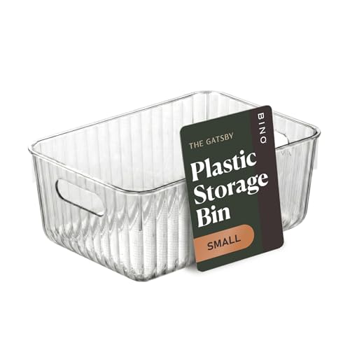BINO | Plastic Storage Bins, Small | THE GATSBY COLLECTION | Clear Storage Bins for Organization | Pantry Organizers | Kitchen Organizer | Fridge & Freezer Organizer | Cabinet Plastic Containers - size: Small
