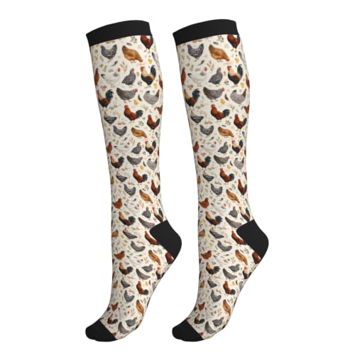 Compression Socks Women and Men 15-20mmHg-Circulation Support Socks for Athletic Running Cycling - color: Chicken