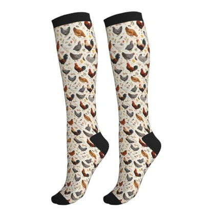 Compression Socks Women and Men 15-20mmHg-Circulation Support Socks for Athletic Running Cycling - color: Chicken