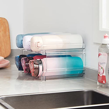 Lifewit Stackable Water Bottle Organizer for Cabinet, Clear Tumbler Holder - size: 2 Tier-6 Bottle