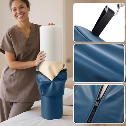 3/4 Round Massage Bolster, PU Leather Bolster Pillow for Legs, Blue - color: 3/4 Round - Blue