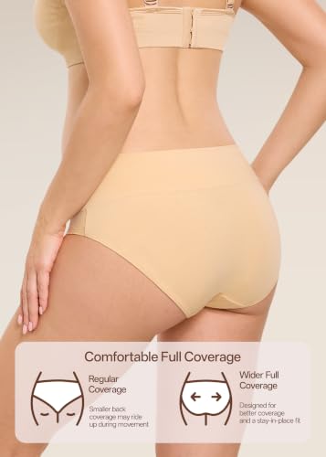 Angelhood Cotton Maternity Underwear for Women Foldable Pregnancy Panties - color: Beige, size: Medium
