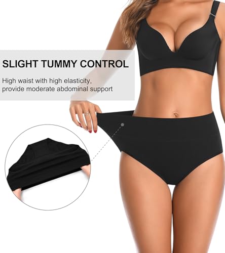 High Waisted Womens Underwear Cotton Tummy Control Postpartum Full Coverage Panties Stretch Briefs Black - color: Black, size: X-Large